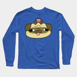 Pug Face and Little Sloth Long Sleeve T-Shirt